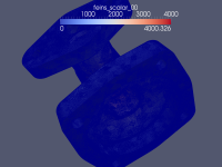 solution poisson equation 3D complex geometry, surface with edges, view 2